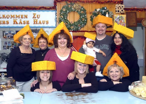 shisler team wearing cheese hats